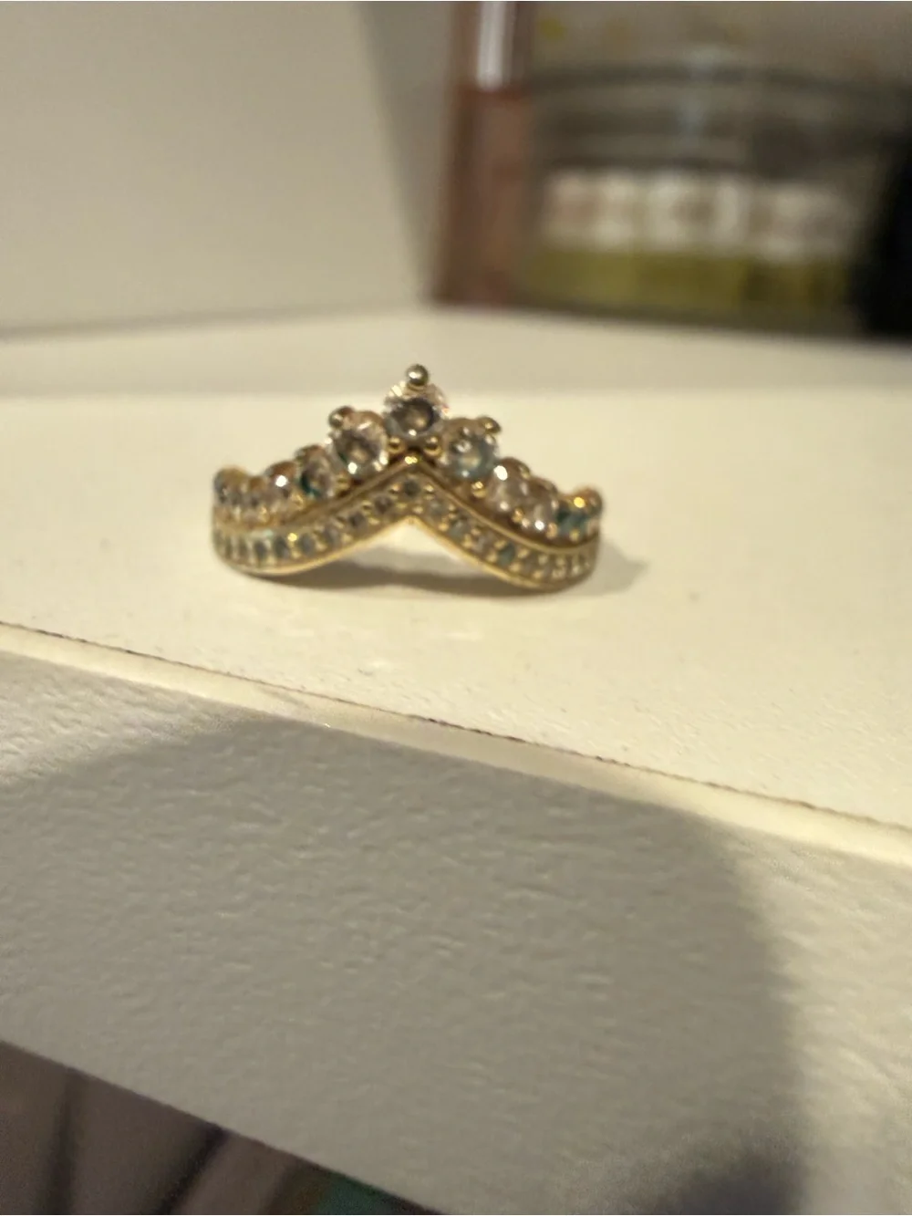 Pandora gold Crystal V-Shape Stacking Ring - Women Jewelry